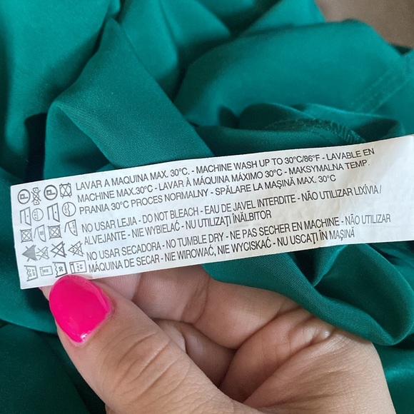 🌷 Zara Fringe Detail Green Mini Dress Size XS - Picture 9 of 10